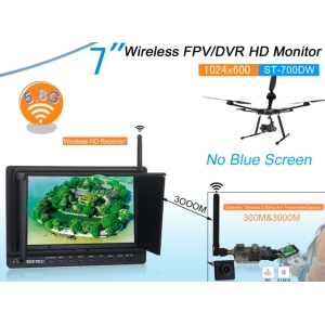 New 5.8G FPV 7 inch wireless FPV/DVR HD monitor with 5.8GHz receiver and DVR Function for Multicopter/DJI S800 FPV Monitor for aerial photography