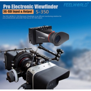 Feelworld S350 3.5 Inch SDI EVF Electronic View Finder with HDMI and SDI Interfaces for BMCC BMPCC BMPC DSLR Cinema and Broadcasting, comes with Battery Kit