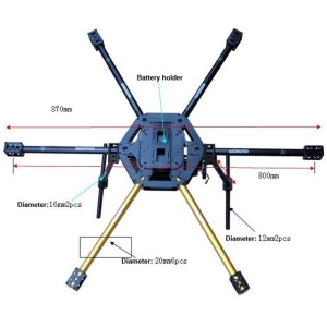 Hexacopter frame LIRIMG HY-800 FPV Glass Fiber 800mm Wheelbase Hexacopter Frame Set with H-Shaped Landing Skid