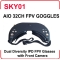 New Black FPV 5.8G 32CH Diversity Receiver Wireless Head Tracking Google/video SKYZONE Sky-01 Multi-function wireless video google glass Built-in Dual diversity Receiver and Wide Angle front view camera 854*480 High resolution